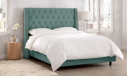Wingback Velvet Upholstry Bed