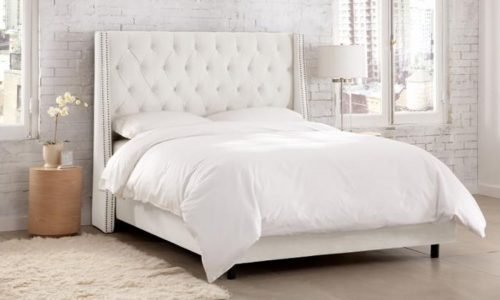 Wingback Velvet Upholstry Bed - Image 3